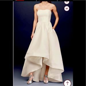 David’s Bridal hi-low dress. 🎂💍🎂